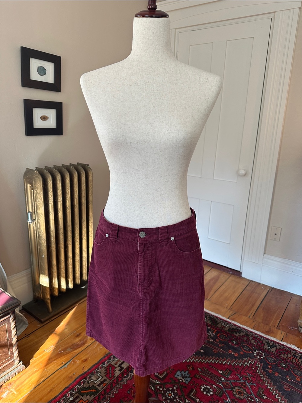 H&M Burgundy Corduroy Mini Skirt